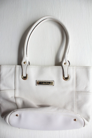 Vintage Y2K Calvin Klein White Pebbled Leather Tote Selected By Moons + Junes Vintage