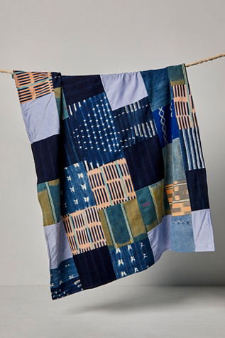 Tricia Fix Indigo Patchwork Throw at Free People in Blue