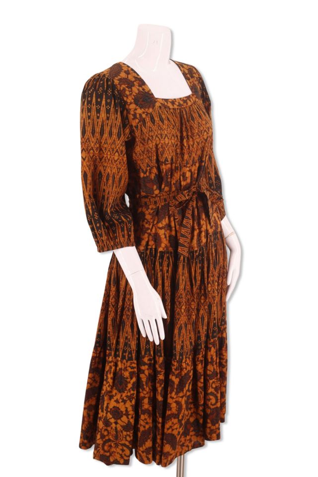 1970s Cotton Batik Peasant Dress Selected By Ritual Vintage #1