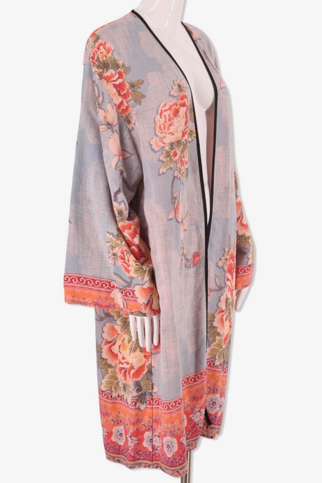 1990s Citron Peony And Cloud Print Duster Selected By Ritual Vintage #1