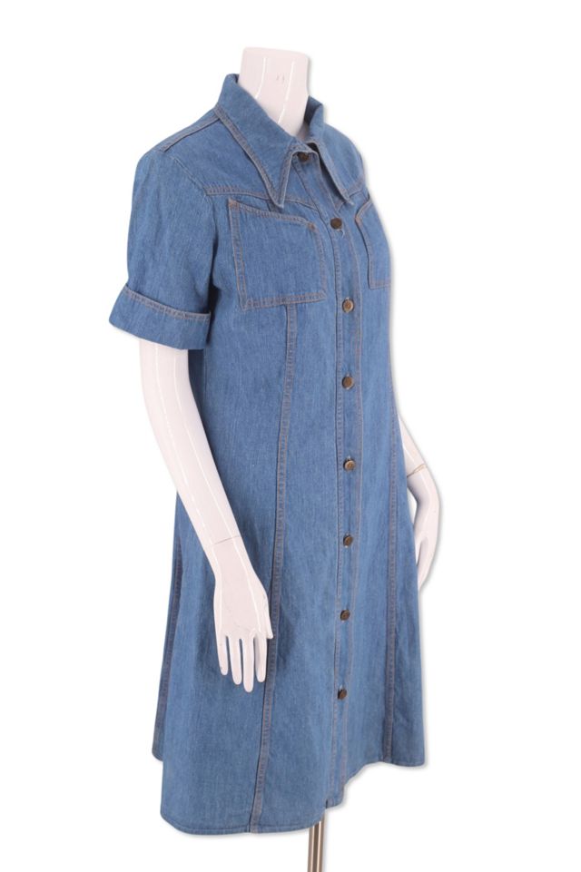 1970s Denim Button Front Shirt Dress Selected By Ritual Vintage #1