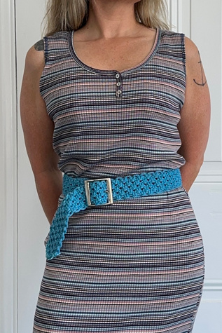 Aqua Colored Macrame Belt with Silver Buckle Selected by KA.TL.AK