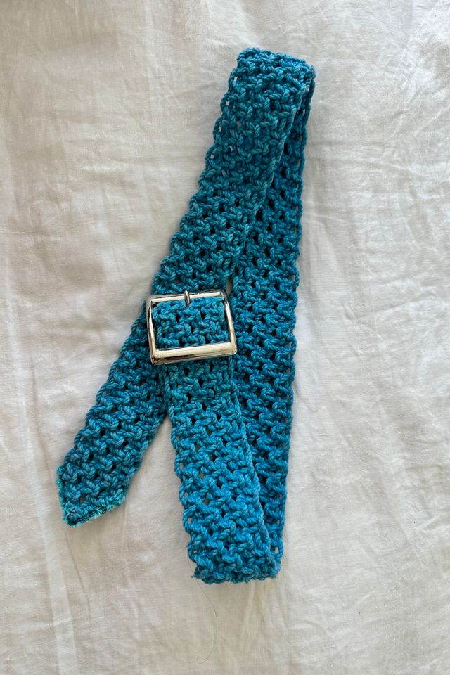 Aqua Colored Macrame Belt with Silver Buckle Selected by KA.TL.AK #1