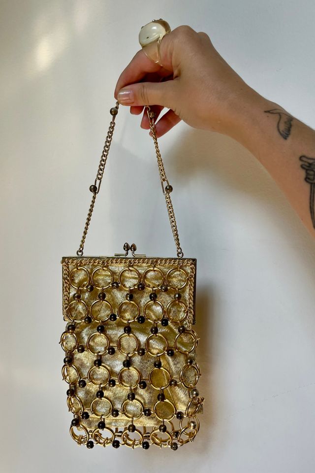 Vintage 60's Silver and Gold Bead Clutch