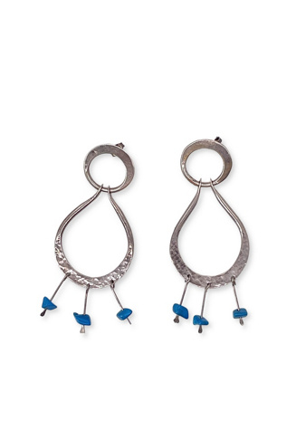 Vintage Sterling Silver and Turquoise Teardrop Hoop Earrings Selected by MARMALADE
