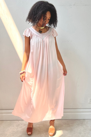 Vintage Silky Blush Maxi Nightie Selected by Anna Corinna