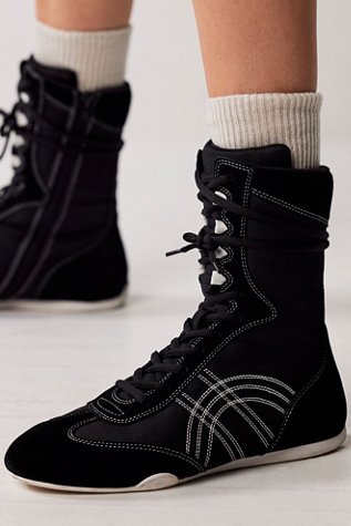 In The Ring Boxing Boots by Jeffrey Campbell at Free People in Black/White, Size: US 7.5