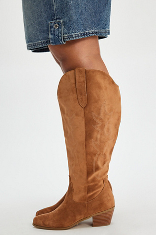 Homestead Wide Calf Boots by Billini at Free People in Dark Tan Suede, Size: US 9