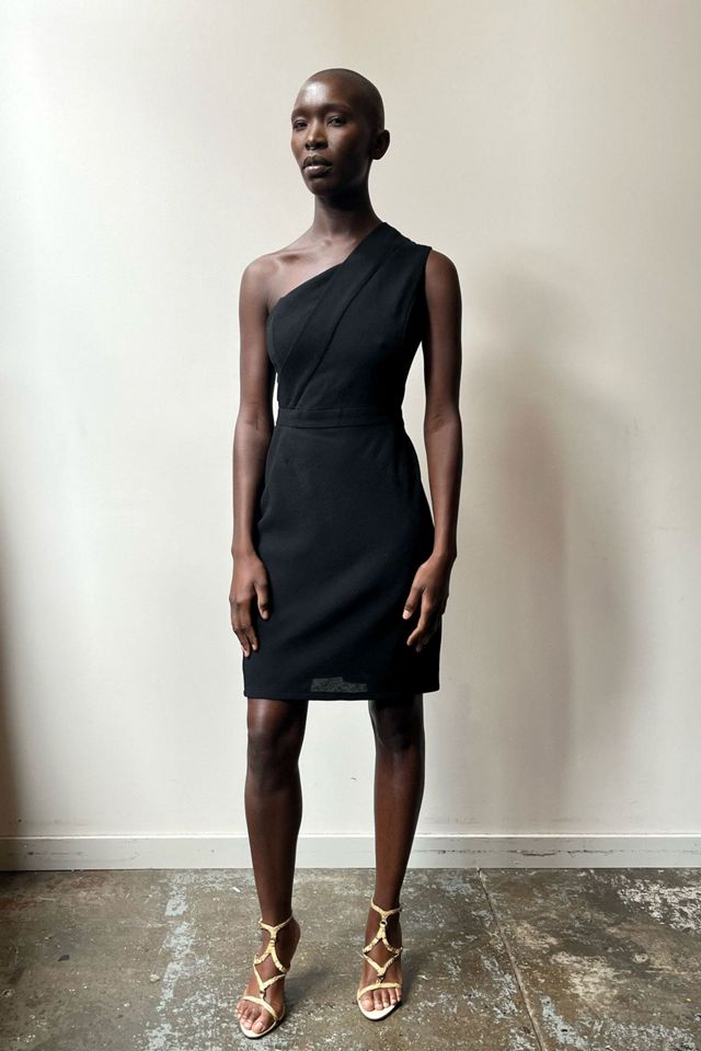 Chanel Black Wool Asymmetrical Wrap Dress Selected by Moore Vintage Archive