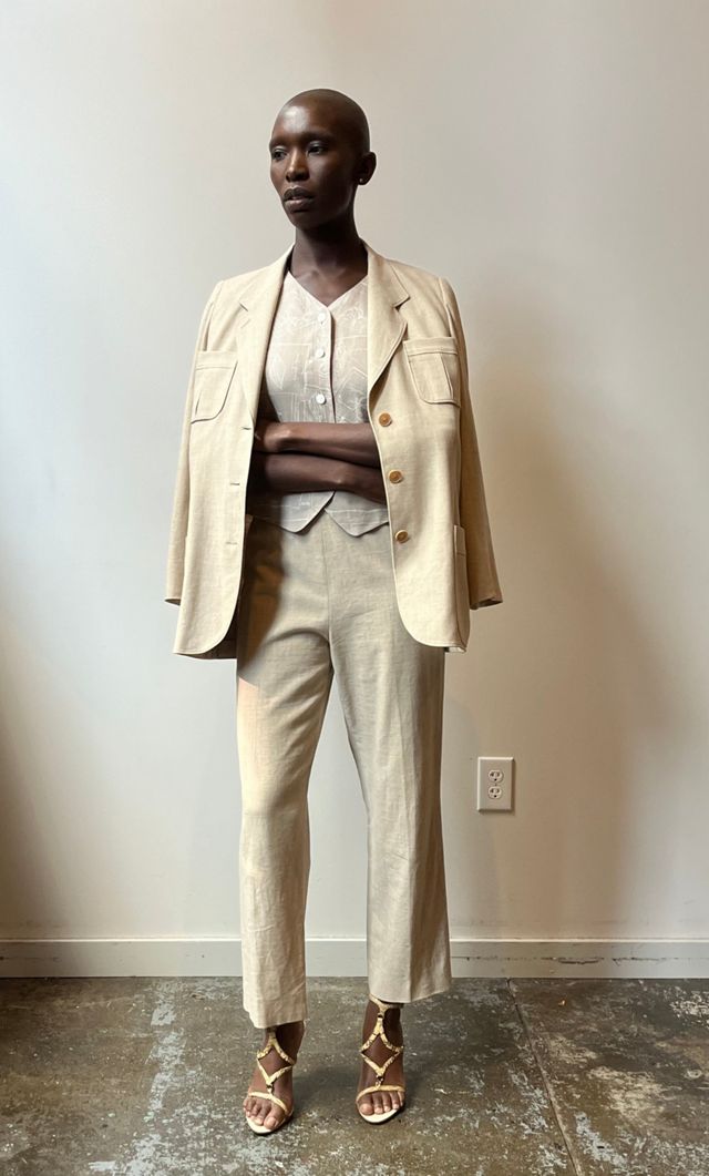 Hermes By Martin Margiela Linen Pantsuit Selected by Moore Vintage Archive