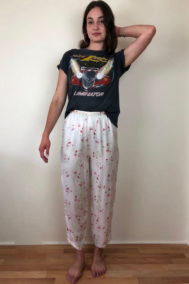 Vintage Pink Floral Silk Pajama Pants Selected by Picky Jane