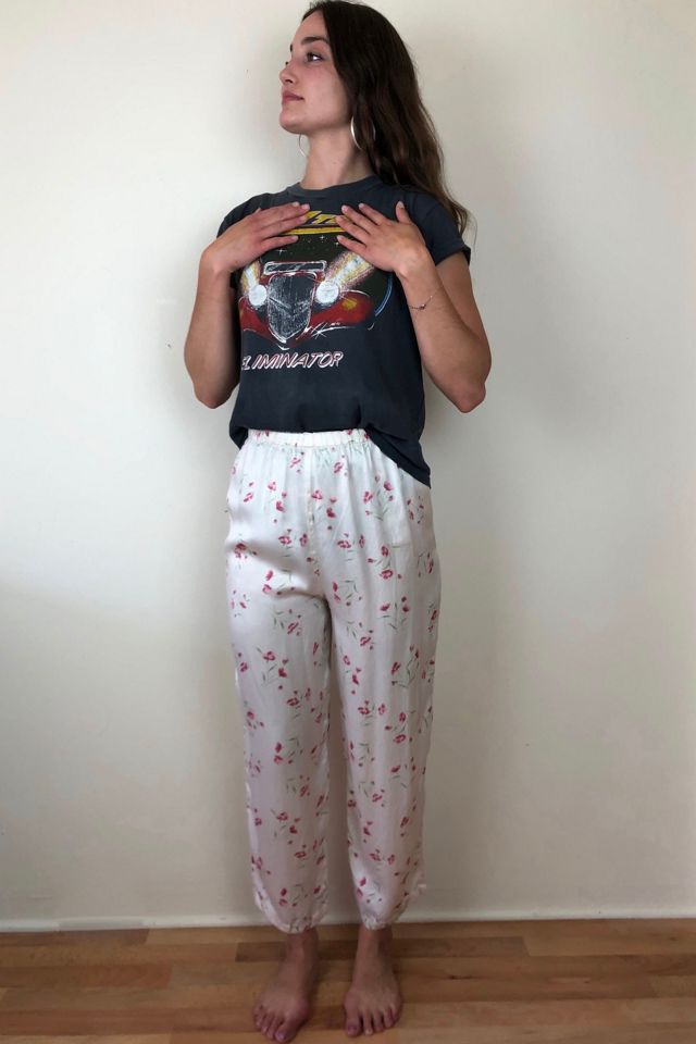 Vintage Pink Floral Silk Pajama Pants Selected by Picky Jane