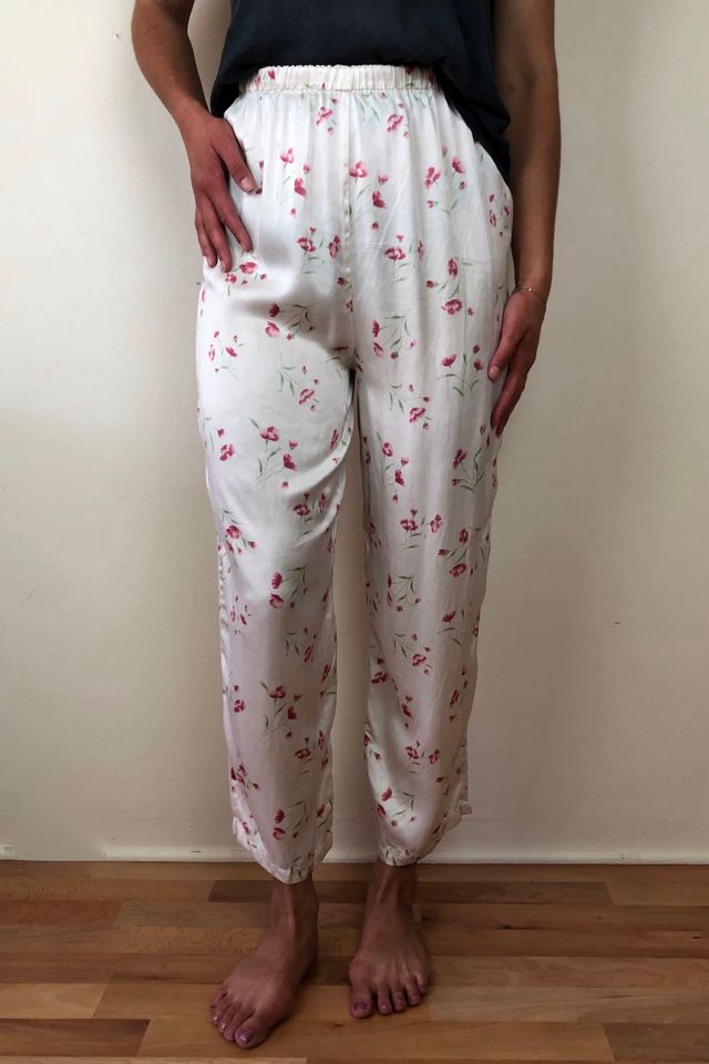 Vintage Pink Floral Silk Pajama Pants Selected by Picky Jane