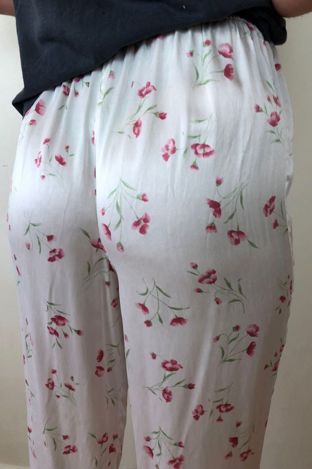 Vintage Pink Floral Silk Pajama Pants Selected by Picky Jane