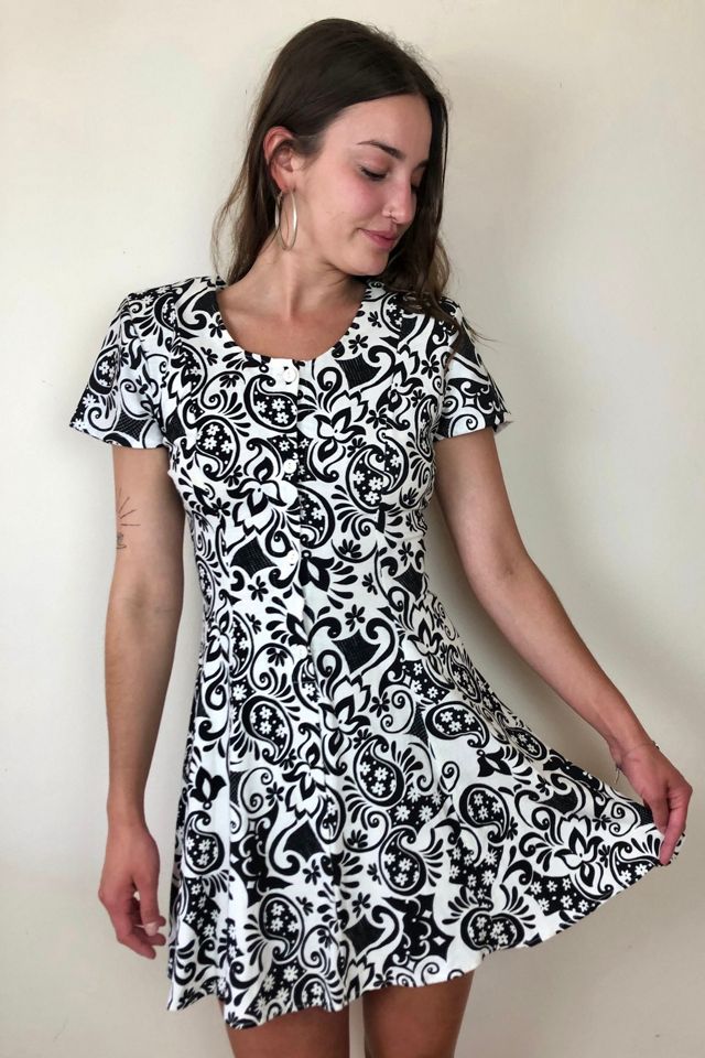 1990s Vintage Floral Knit Skater Dress Selected by Picky Jane #1