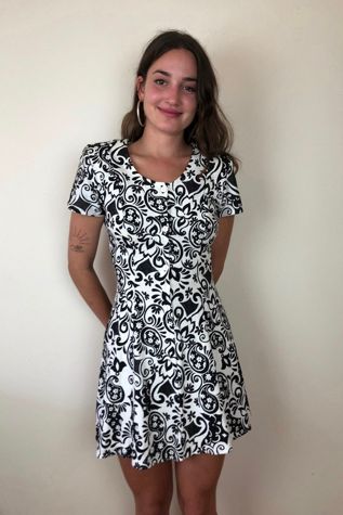 1990s Vintage Floral Knit Skater Dress Selected by Picky Jane