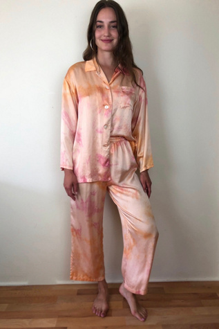 Vintage Orange and Pink Tie Dyed 2-Piece Pajama Set Selected by Picky Jane