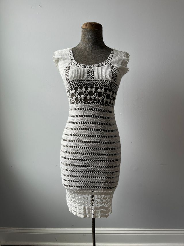 Free people white outlet crochet dress