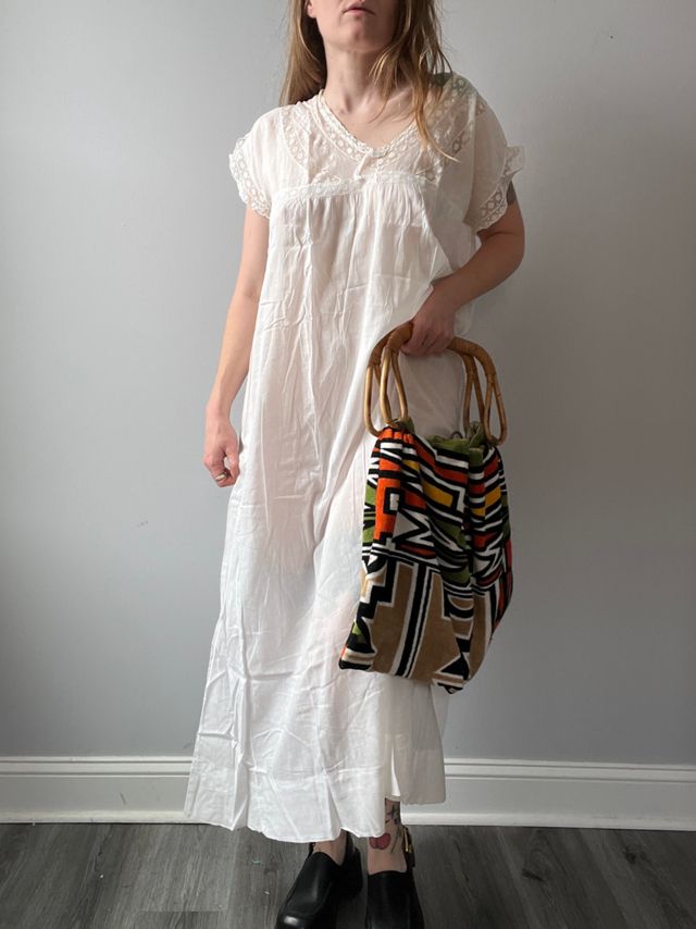1920's Vintage White Semi Sheer Maxi Selected by Honey Cycle Vintage | Free