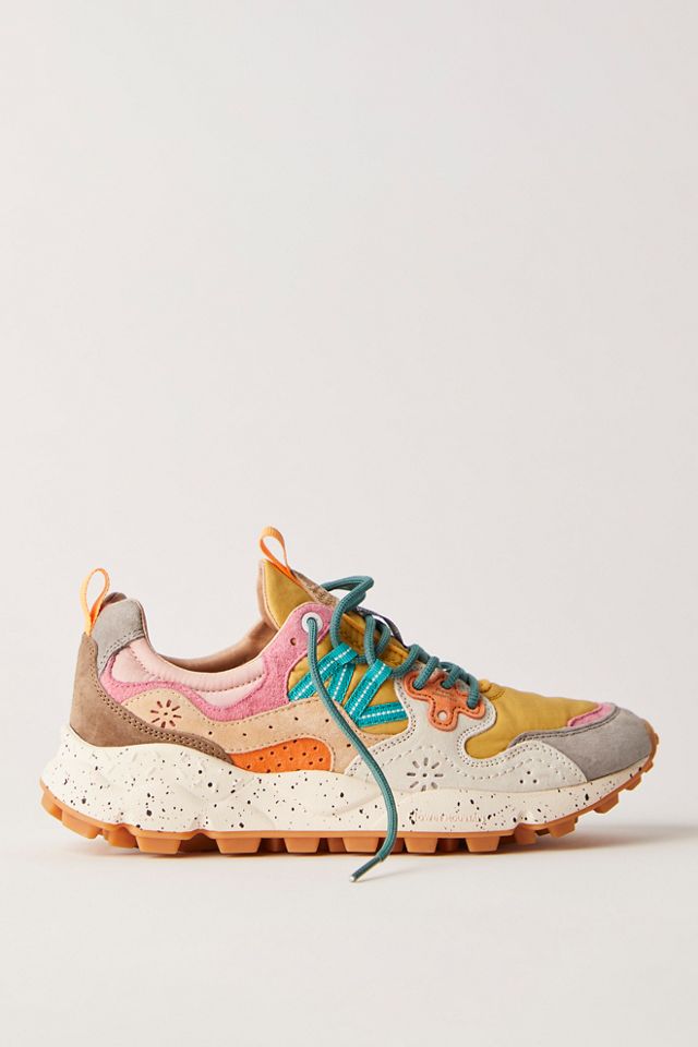 Free People Flower purchases Mountain Wesley Suede Sneakers Gray Tan Aqua Pink