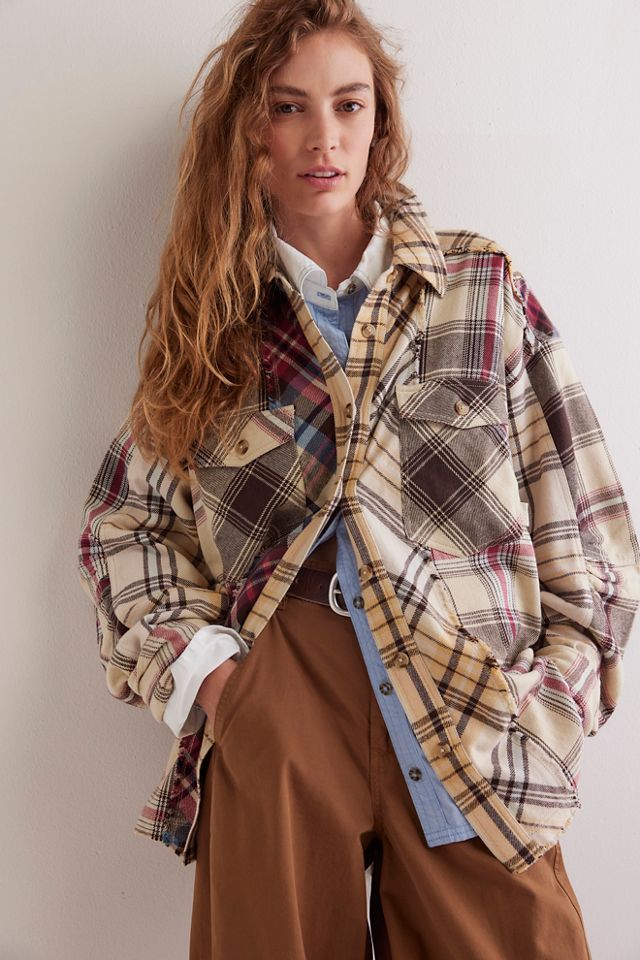 We The Free Patched Up Plaid Shirt