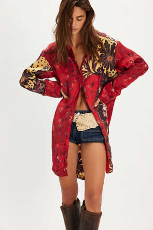Off The Vine Button Down Top by Free People in Red, Size: S