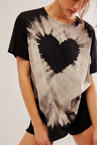 OneTeaspoon Black Heart Tie Dye Tee at Free People in Black Black, Size: Small