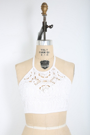 Love Story White Crochet Halter Crop Top