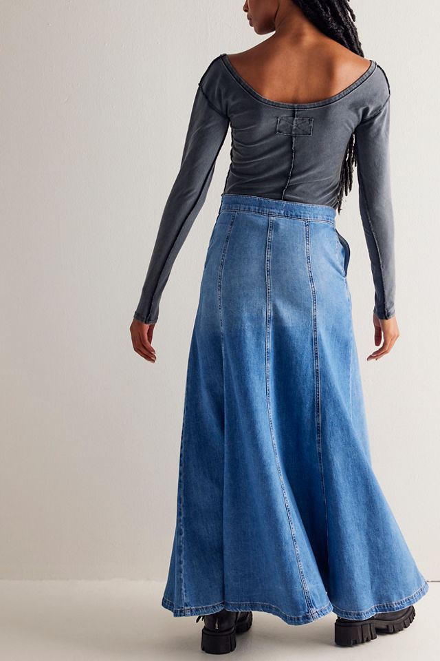 Free People ★ We The Free Catch The Sun Denim Maxi Skirt We The Free Catch The Sun Denim Maxi Skirt | Free People