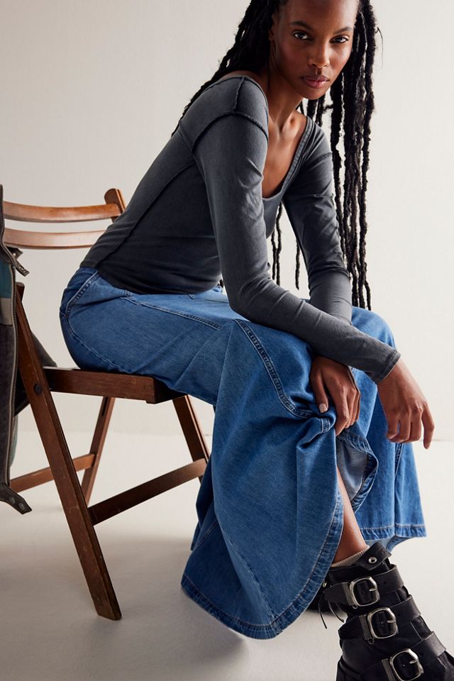 Free People ★ We The Free Catch The Sun Denim Maxi Skirt We The Free Catch The Sun Denim Maxi Skirt | Free People