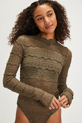 Angelina Bodysuit By Intimately At Free People In Vetiver, Size: Large