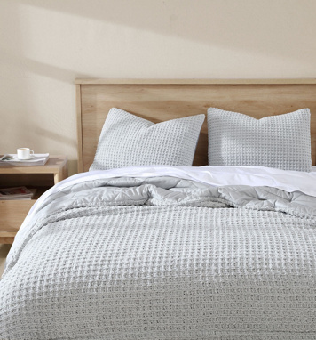 Sunday Citizen Snug + Waffle Bamboo Sham Set by Free People in Grey, Size: STANDARD
