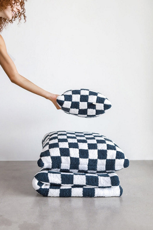 Sunday Citizen Checkerboard Mini Pillow by Free People in Blue