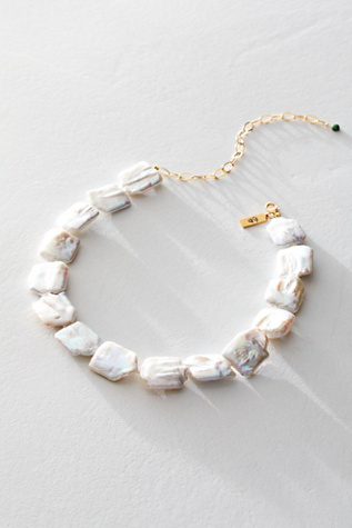 FYB Aurora Pearl Choker by FYB Jewelry at Free People in Gold Pearl