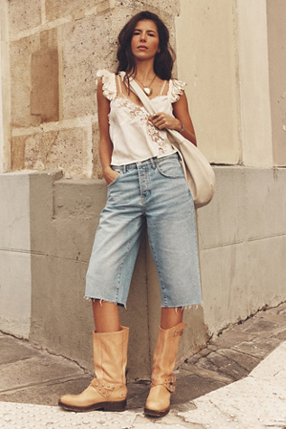 We The Free Low-Rise Relaxed Capri Jeans at Free People in Drummer Boy, Size: 24