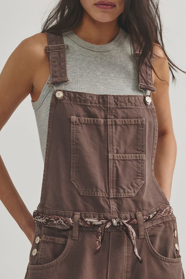 We The Free Good Luck Barrel Overalls at Free People in Brown, Size: M