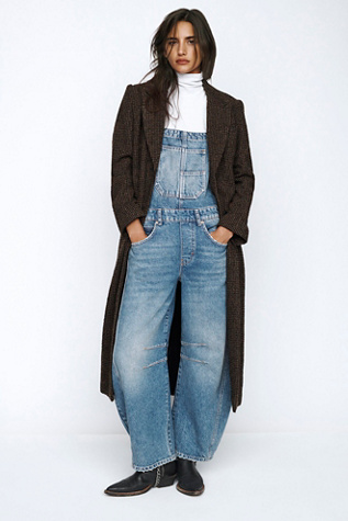 We The Free Good Luck Barrel Dungarees at Free People in Ultra Light Beam, Size: XS - TALL