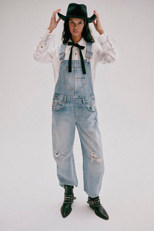 We The Free Good Luck Barrel Dungarees At Free People In Going Steady, Size: XS