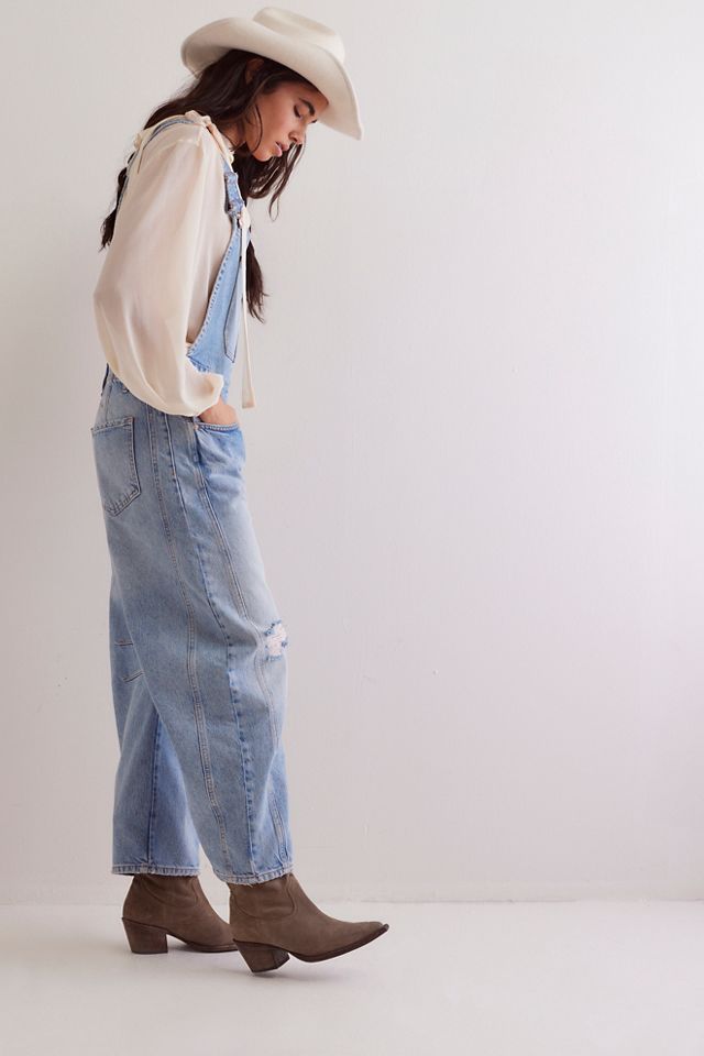 Free People Beecher 2024 Porch Vintage Hand painted Round House Overalls XS