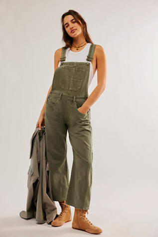 We The Free Good Luck Barrel Dungarees at Free People in Weeping Willow, Size: XS