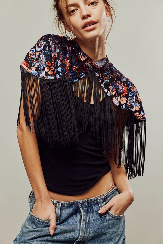 Velvet Fringe Cape