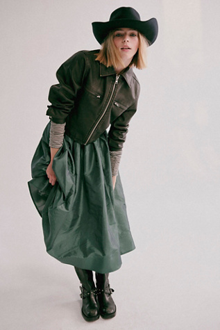 Emilia Full Skirt At Free People In Uncut Emerald, Size: Medium