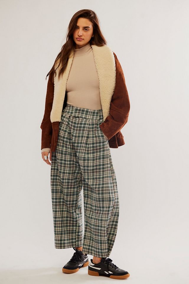 Plaid pants sale wide leg