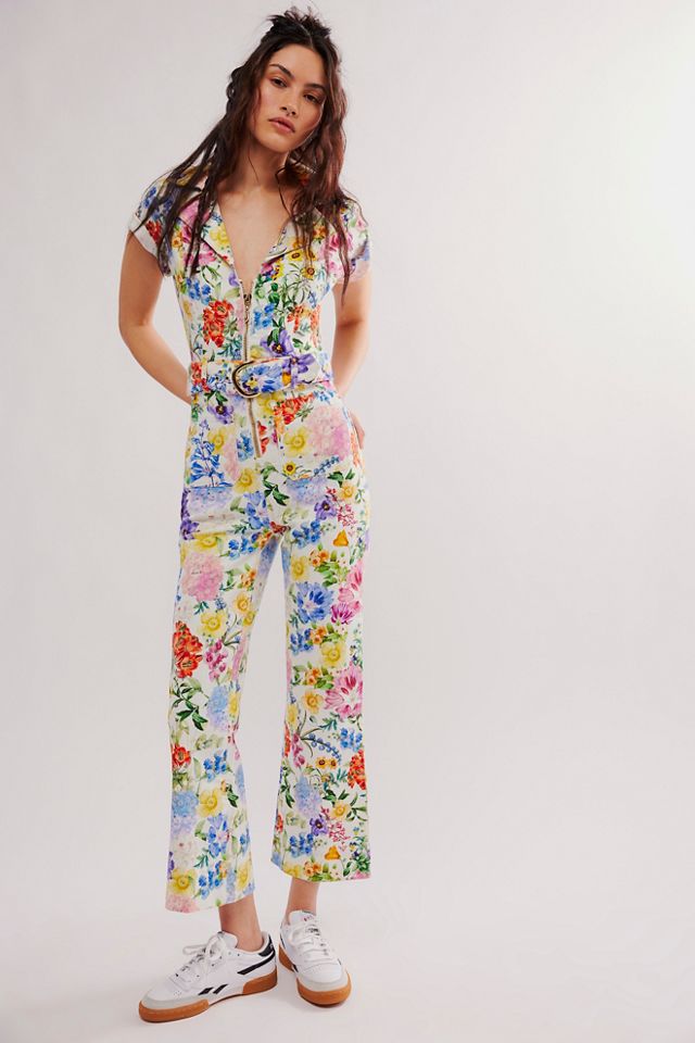 Jacksonville Short Sleeve Cropped Jumpsuit ~ Ivory Botanical Floral De –  Show Me Your Mumu