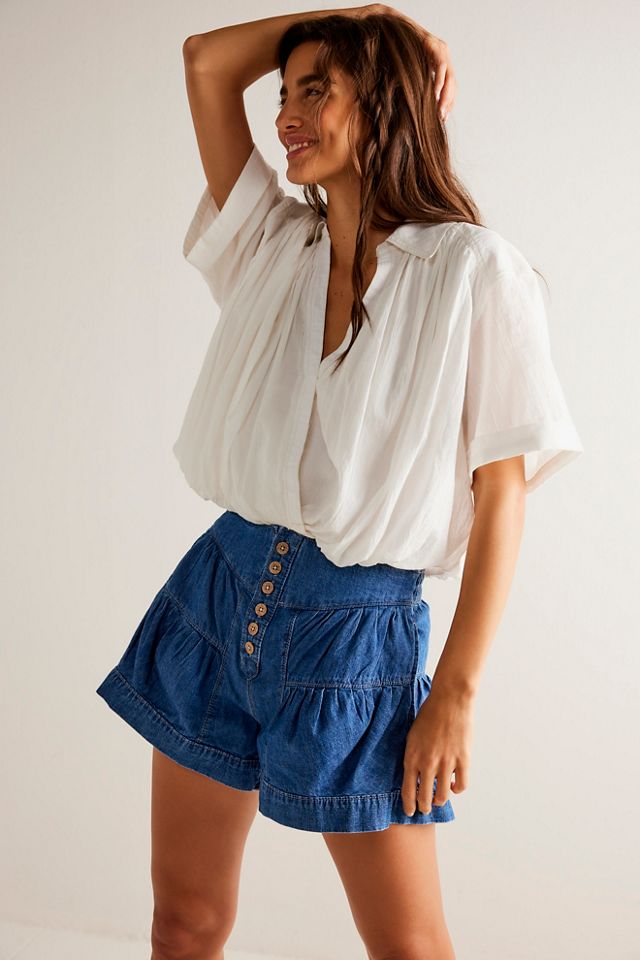 Timeless High Waisted Shorts | Slate Blue