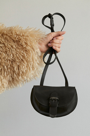 We The Free Crescent Leather Crossbody at Free People in Onyx