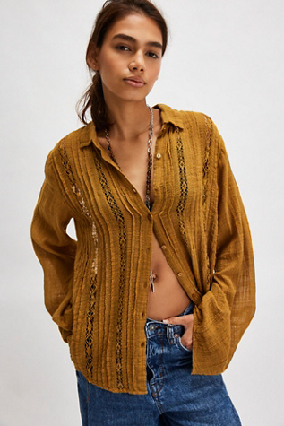 FP One Mila Shirt at Free People in Dried Tobacco, Size: Large