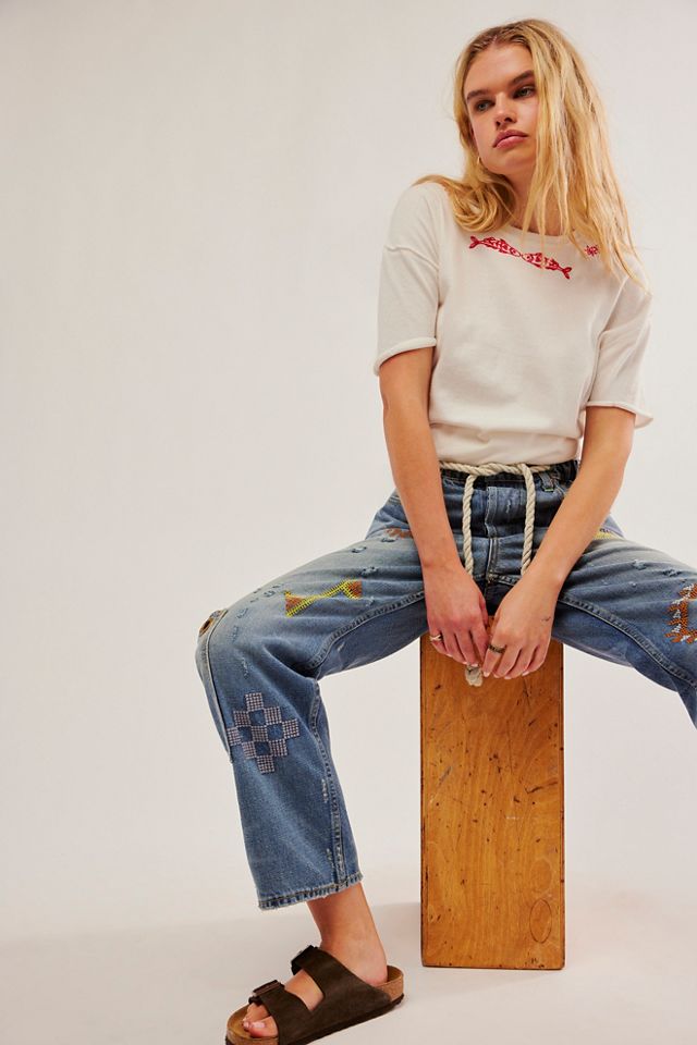 Dr. Collectors Embroidered Pull-On Jeans | Free People