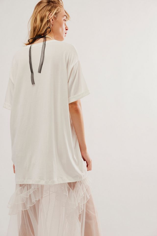 New York Oversized Tee by Free People in White, Size: L