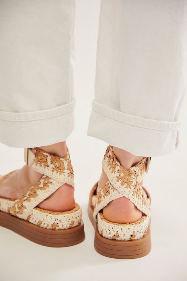 Free People Roma Raffia Sandals - Natural Combo